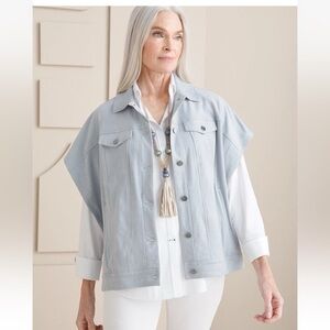 Chico’s Soft Blue Jacket-Style Ruana Wrap NEW Size Small / Medium 1